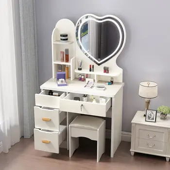 Туалетный столик, Современные минималистичные ящики и табурет, спальня, Небольшая квартира, Простая Современная мебель с зеркалом, шкаф для хранения