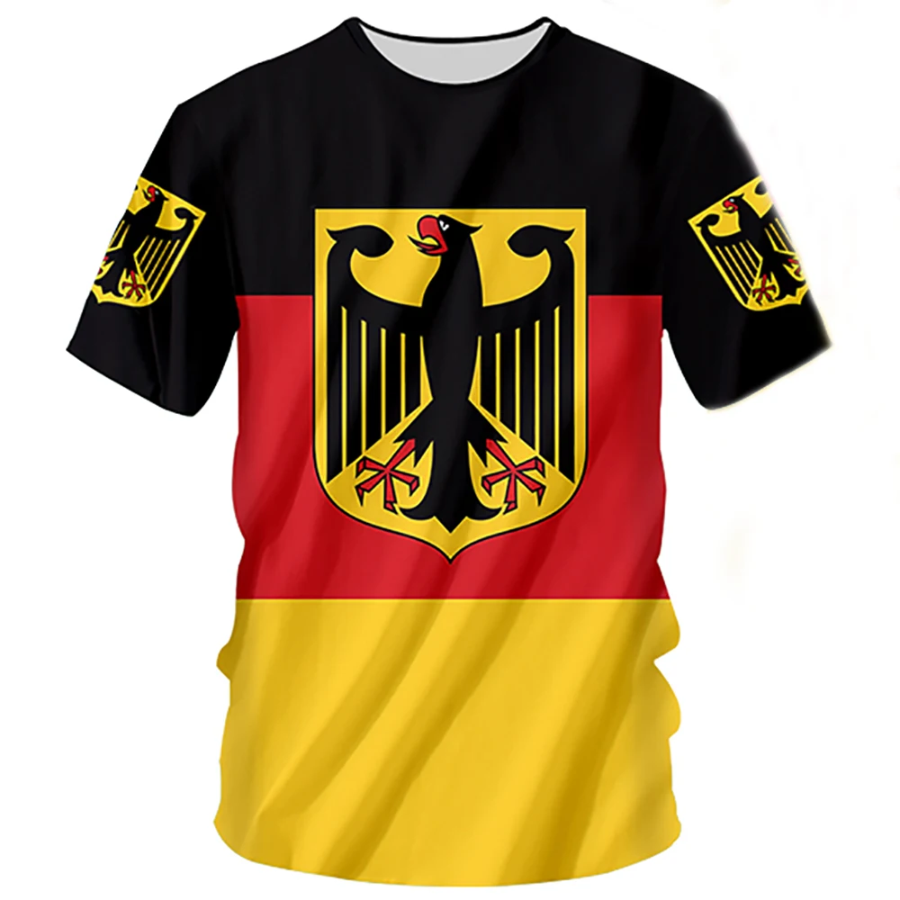 Мужская футболка с изображением национального флага Германии, модный тренд Harajuku, футболка оверсайз Для отдыха, топ с круглым вырезом и коротким рукавом, уличная одежда