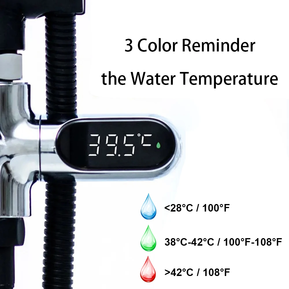 Термометр для душа со светодиодным цифровым дисплеем, измеритель температуры воды с поворотом на 360 градусов для душа в ванной