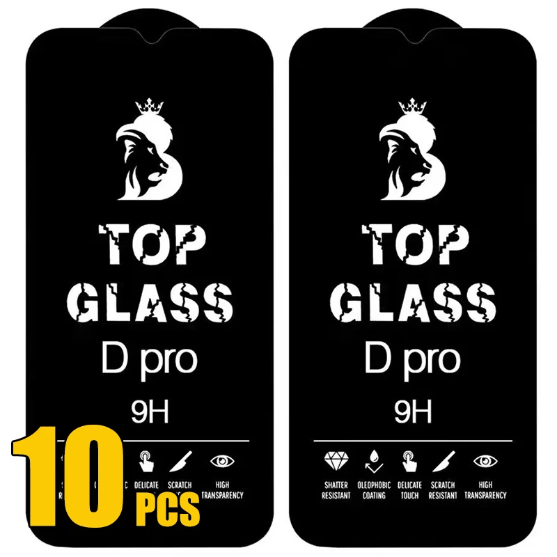 10шт Защитная пленка из закаленного стекла 9H Full Cover Film Shield для iPhone 15 Pro Max 14 Plus 13 Mini 12 11 XS XR X 8 7 SE