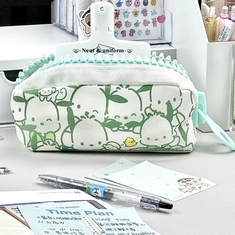 Большая емкость Sanrio Pochacco Melody Pencil Bag Аниме Школьный Офис Студенческие Канцелярские Принадлежности Пенал На Молнии Kawaii Сумка Для Хранения