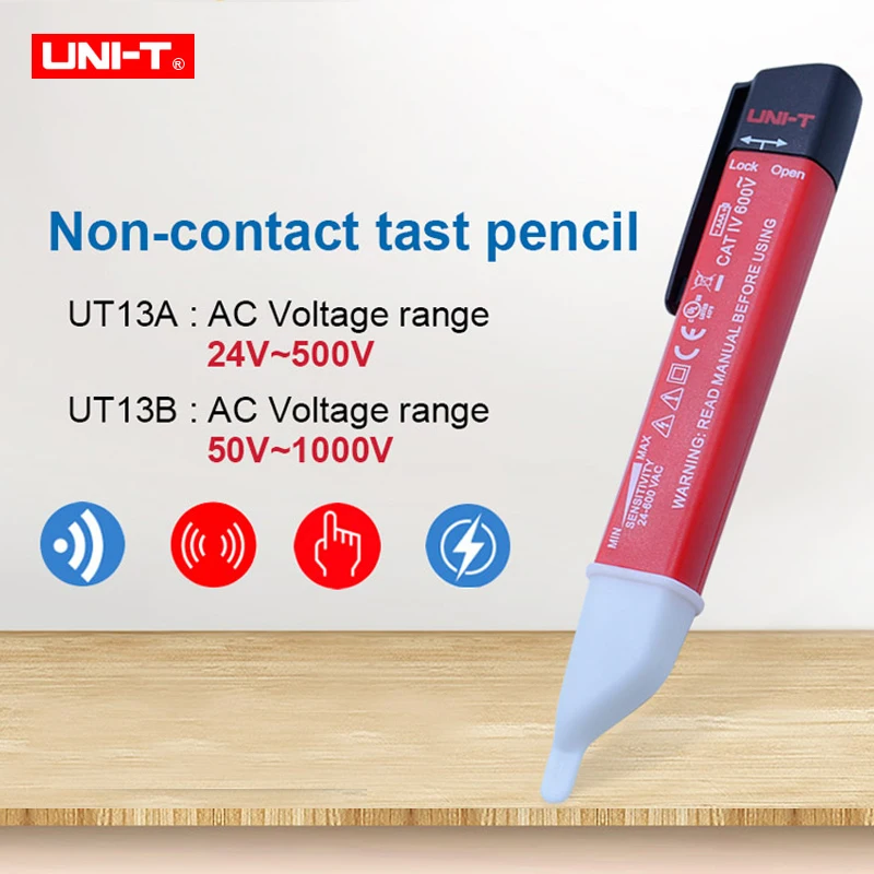 Портативные детекторы переменного напряжения UNI-T UT13A/UT13B 24V ~ 1000 V 50/60hz Volt Tester Pen С Регулируемой чувствительностью (высокочувствительный)