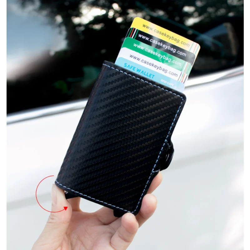 Новый высококачественный кошелек с застежкой-молнией, многофункциональный RFID-противоугонный держатель для карт из углеродного волокна, держатель для кредитных карт, мужской