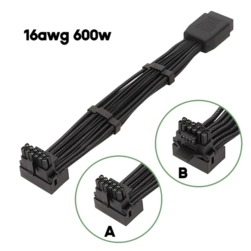Кабель ATX3.0 12VHPWR 600 Вт от мужчины к женщине с 16 (12 + 4) контактами, подходит для кабеля видеокарты RTX4090TI/3090TI PCIE5.0