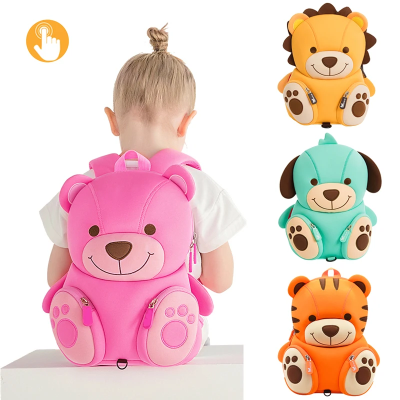 Школьные сумки с 3D мультяшным розовым медведем для девочек и мальчиков, школьный рюкзак с милой собачкой, сумка для книг для малышей, детская сумка для детского сада, Mochila