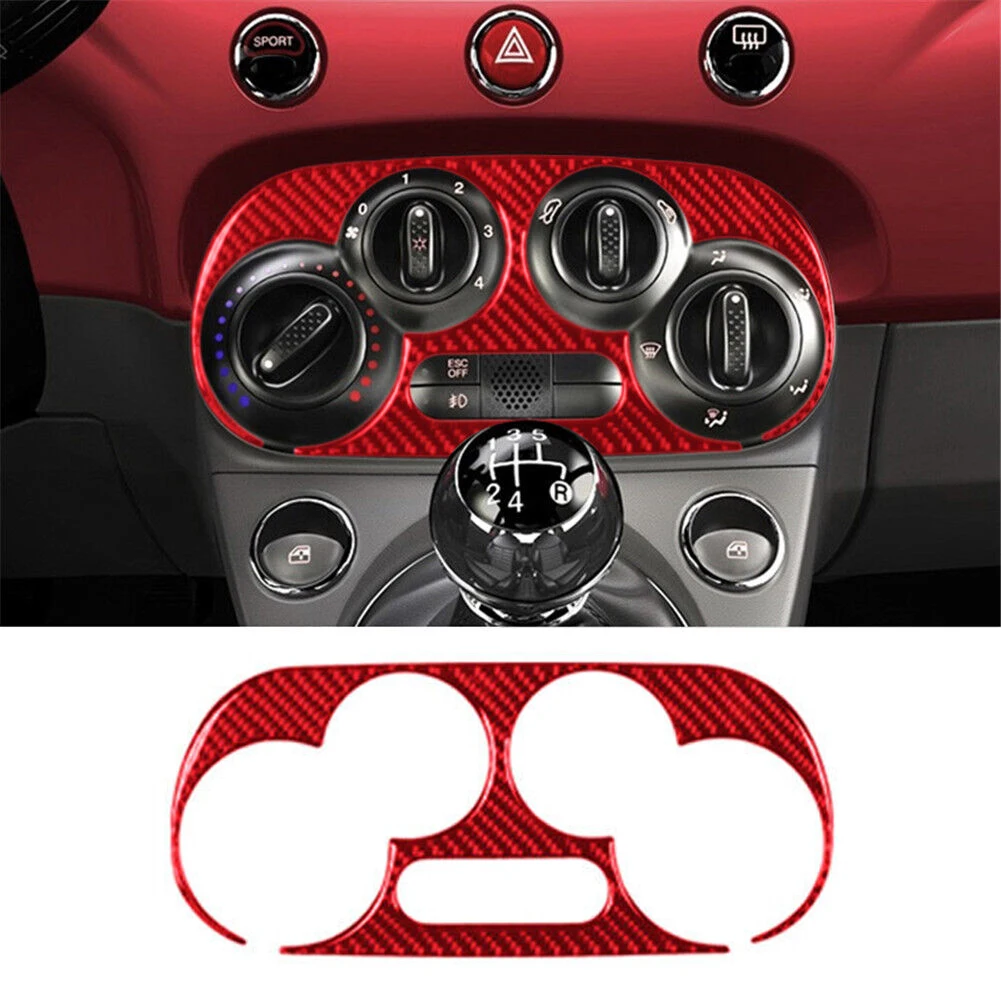 1шт для Fiat 500 2012-15 Ручная Климатическая консоль из углеродного волокна Внутренняя отделка Красная Ручная Климатическая консоль из углеродного волокна