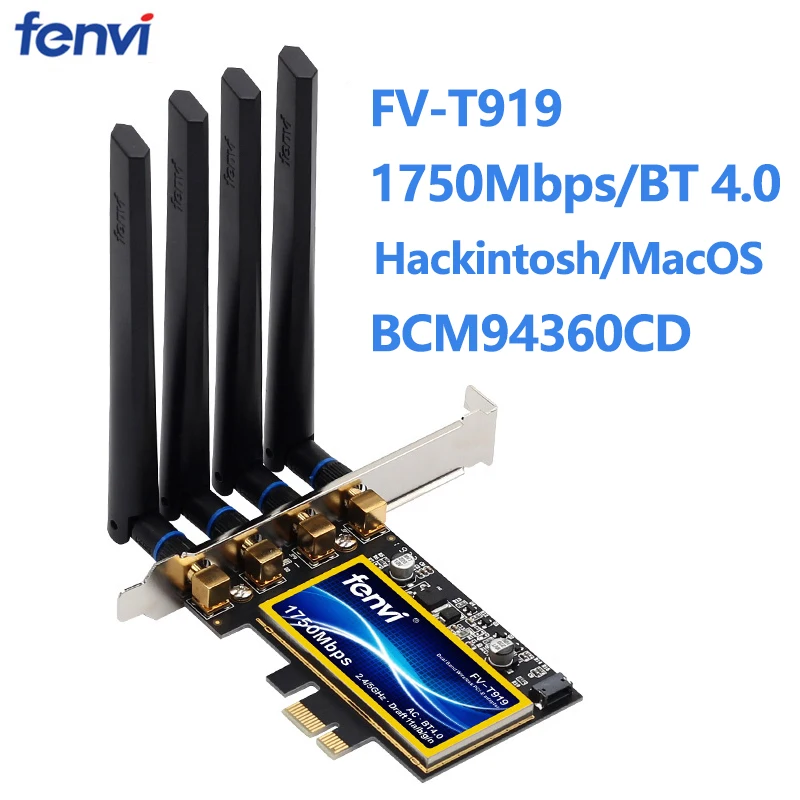 fenvi T919 1750 Мбит/с PCIe Wifi Адаптер BCM94360CD macOS Hackintosh Bluetooth 4.0 802.11ac 2.4G/5G Беспроводная карта Настольный ПК