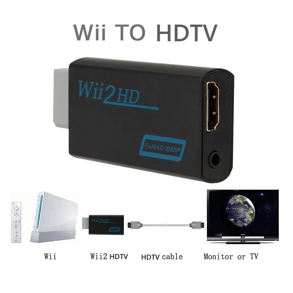 Конвертер-адаптер, совместимый с WII для HDMI, с разрешением Full HD 1080P, Wii 2, совместимый с HDMI