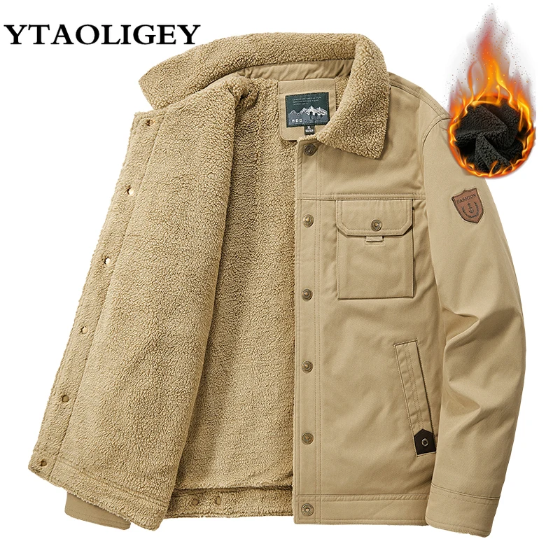 Мужская хлопчатобумажная одежда 2023 года, мужские Плюс флисовые утолщенные куртки, теплое хлопчатобумажное пальто с лацканами, мужская осенне-зимняя военная куртка Tactics