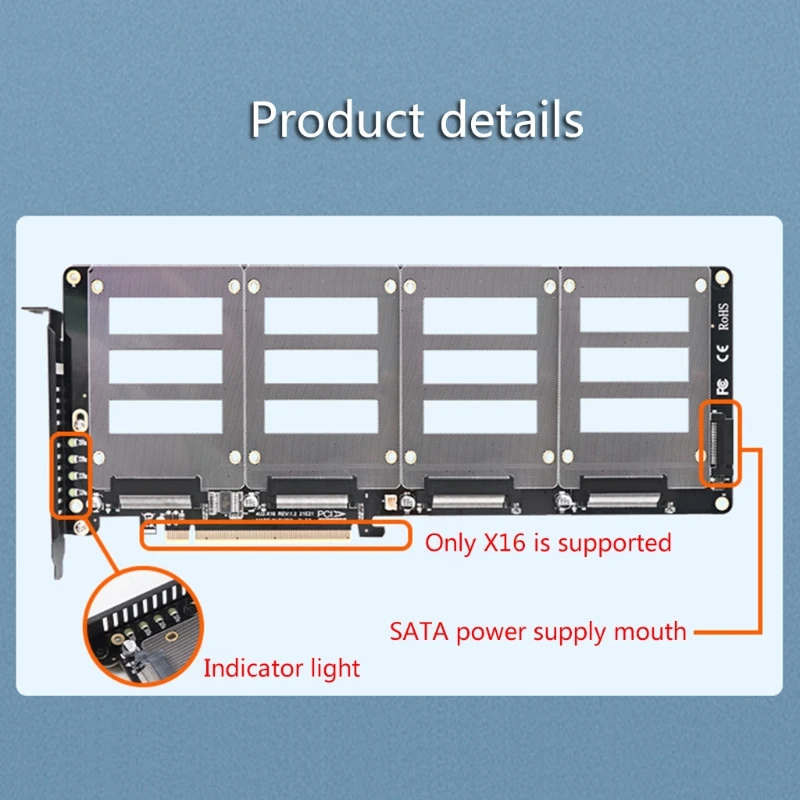 Адаптер F19E PCI-E Riser Adapter 3.0, 4X, X16 для U2, SFF-8639, NVMe, PCIe, SSD, PCI-e для U2, M.2 2,5 