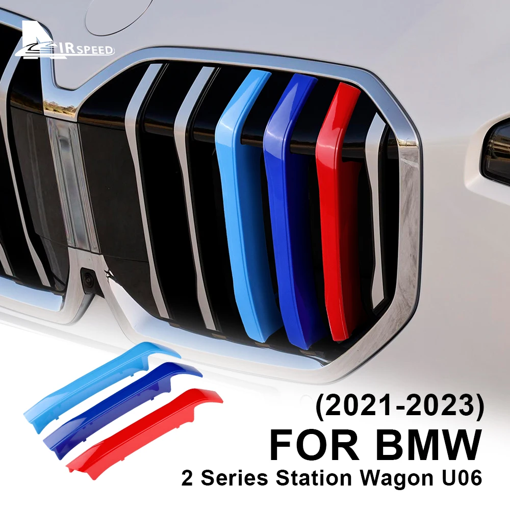 Полосы на передней решетке автомобиля, полоски сетки из АБС-пластика, клипсы, отделка для автоспорта, чехол для BMW 2 Серии U06 Active Tourer 2021-2023, Украшение