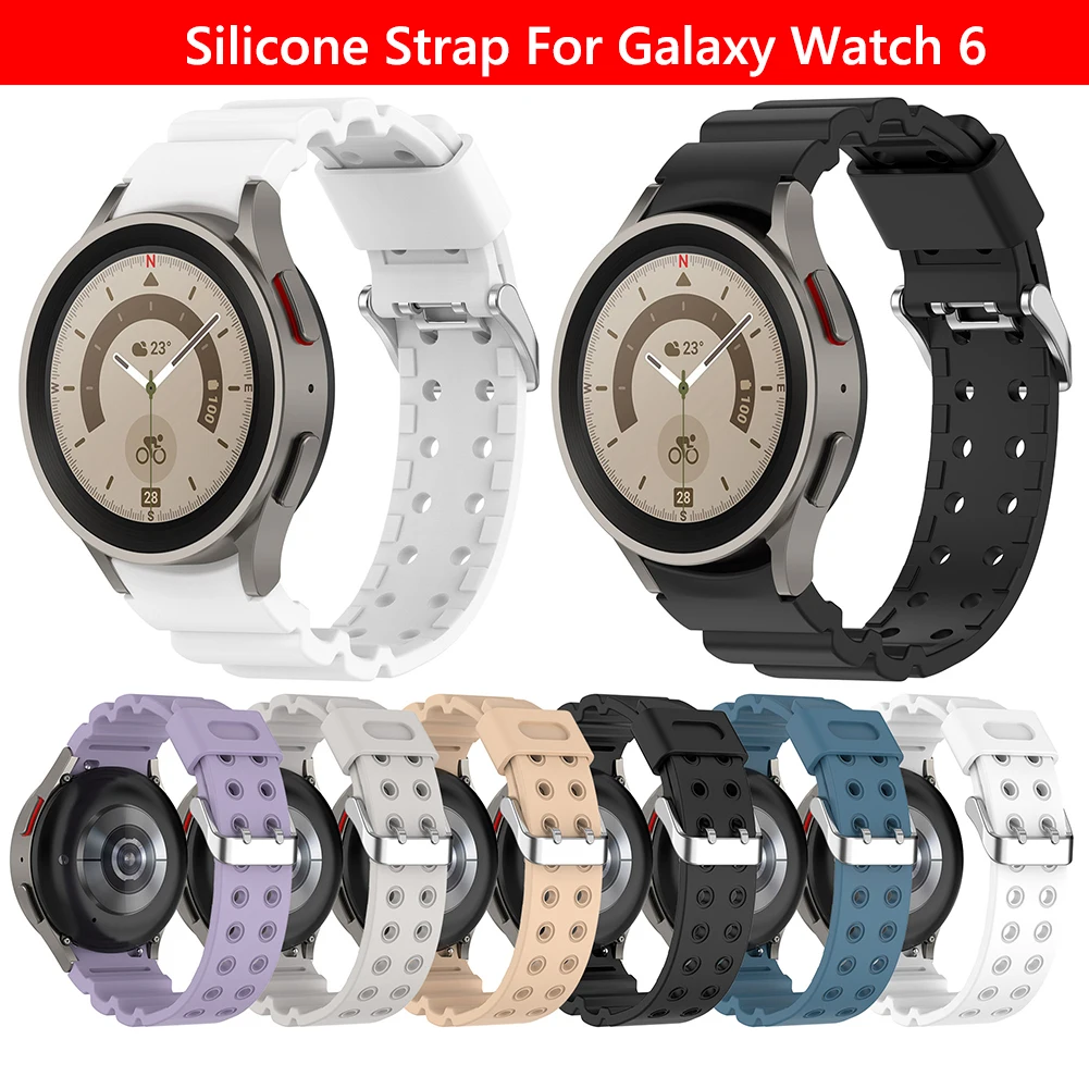 Сменный силиконовый ремешок для часов, удобный аксессуар для умных часов, регулируемый, модный для Galaxy Watch6 Classic /Watch6 /Watch5