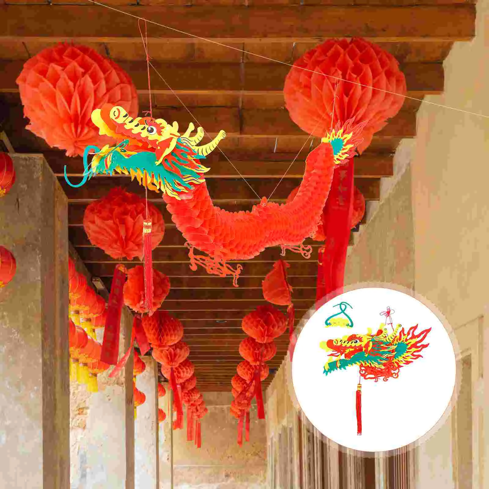 15-метровый китайский новогодний весенний фестиваль Dragon Lantern Пластиковые подвесные фонари для украшения
