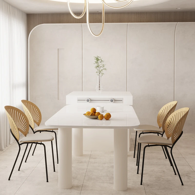 Прямоугольный обеденный стол из скандинавского сланца - современный, простой, легкий роскошный мраморный стол в минималистичном стиле