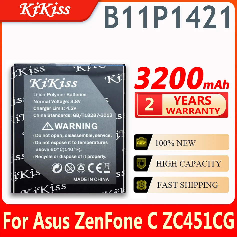 KiKiss 3200 мАч B11P1421 Аккумулятор Для Телефона Asus ZenFone C ZC451CG Z007 Новейшего Производства Высококачественный Запасной Аккумулятор ACCU