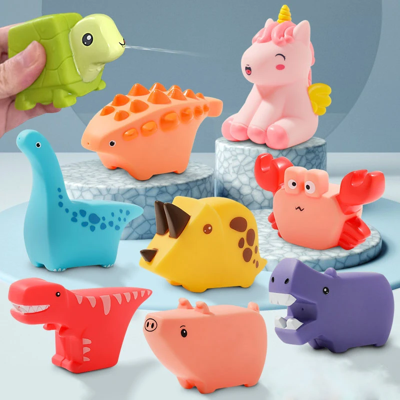 Игрушки для ванны с динозаврами для малышей, разбрызгивающие воду, издающие звук сдавливания, игрушки для купания, Плавающие животные, игрушки для бассейна для детей