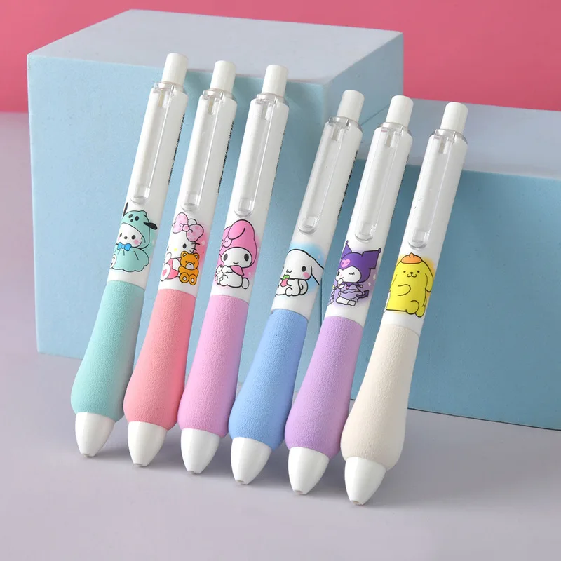 Sanrio High Beauty Cartoon Press Pen Губчатая крышка Студенческий Жирно-Нейтральный Стиль ручки Ins Милая Быстросохнущая Ручка Письменные принадлежности Подарок