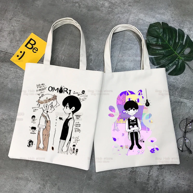 Хозяйственная сумка Omori Graphic Harajuku, Хлопчатобумажная многоразовая джутовая сумка-тоут, складная сумка для покупок на шнурке