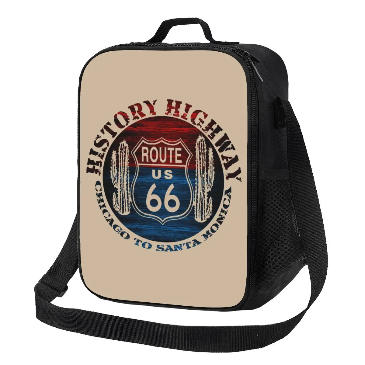 Route 66 America Road Vintage Trip Портативный ланч-бокс для многофункционального холодильника, сумка для ланча с термоизоляцией для еды, детская школьная
