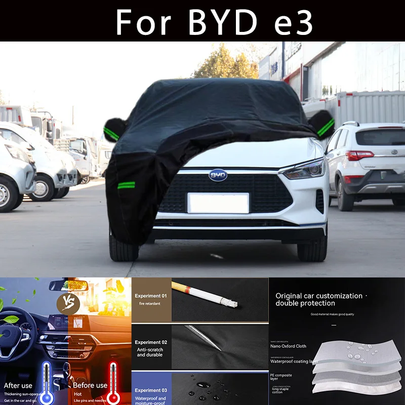 Для BYD e3 Наружная защита, полные автомобильные чехлы, снежный покров, солнцезащитный козырек, Водонепроницаемые пылезащитные автомобильные аксессуары для экстерьера