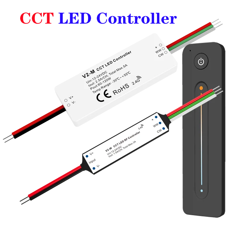 SKydance 2CH CCT LED контроллер DC 12V 24V Пульт дистанционного управления 2,4 ГГц Светодиодная лента Теплый белый Холодный белый светодиодная лента