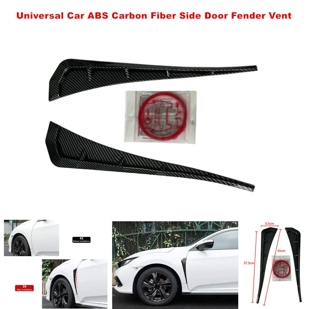 2шт Универсальные Автомобильные Аксессуары ABS Carbon Fiber look Боковая Дверь Крыло Вентиляционные Воздуховоды Спойлер Крыла Наружные Брызговики Накладка