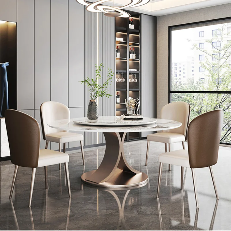 Современные простые Круглые обеденные столы, Вращающийся проигрыватель, Роскошные Белые обеденные столы, мебель для гостиной, кухонная мебель Hogar WZ