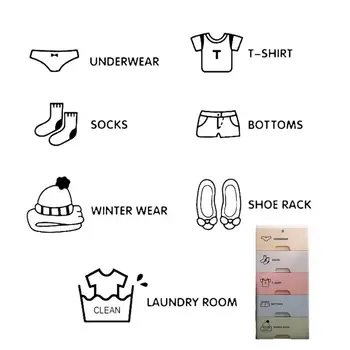 1 Se Новая этикетка категории одежды для модных девушек Home Decor Черный шкаф для хранения, украшение для ящиков, наклейки на стену 40a