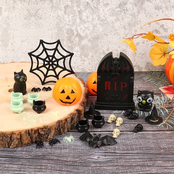 1 комплект кукол в шляпе ведьмы на Хэллоуин, пластиковые мини-украшения, маленькие игрушки для фестиваля призраков 