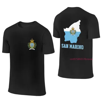 100% Хлопок Флаг Сан-Марино, Карта, эмблема, футболка с двойным принтом, Мужская, женская Летняя повседневная футболка Harajuku с коротким рукавом, S-6XL