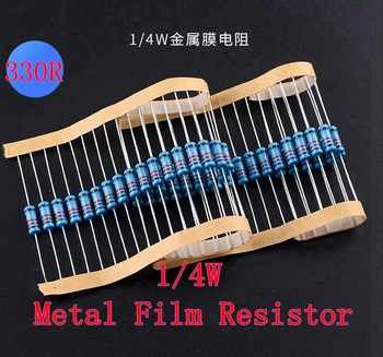 (100шт) 330R Ом 1/4 Вт металлический пленочный резистор 330R Ом 0,25 Вт 1% ROHS