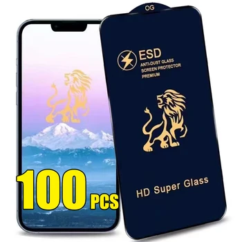100шт Защитная пленка из закаленного стекла ESD с полным покрытием от пыли для iPhone 15 Pro Max 14 Plus 13 Mini 12 11 XS XR X 8 7 SE