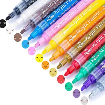 12 цветов художественных маркеров, акриловые ручки с наконечником 2 мм, нетоксичные акриловые ручки для безопасности детей, водонепроницаемые маркеры для граффити для DIY