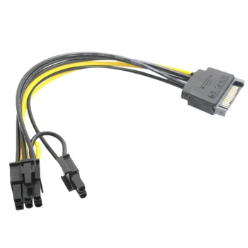 15-контактный разъем SATA к 8-контактному (6 + 2) кабелю питания PCI-E Кабель SATA от 15-контактного до 8-контактного кабеля Провод 18AWG для графической карты (1шт)