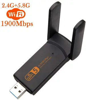 1900 Мбит/с USB 3.0 WiFi Адаптер 2.4 ГГц 5.0 ГГц Внешняя Беспроводная Сетевая Карта Двухдиапазонный Wifi Приемник Адаптер 300 Мбит/с