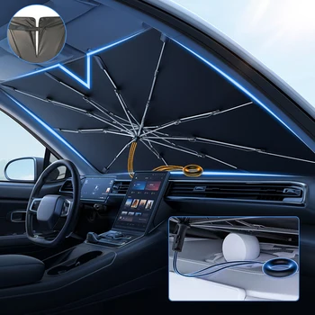 2023 Модернизированный Солнцезащитный зонт на лобовом стекле автомобиля, складной автомобильный солнцезащитный козырек, крышка переднего окна для блокирования ультрафиолетовых лучей и защиты от солнечного тепла
