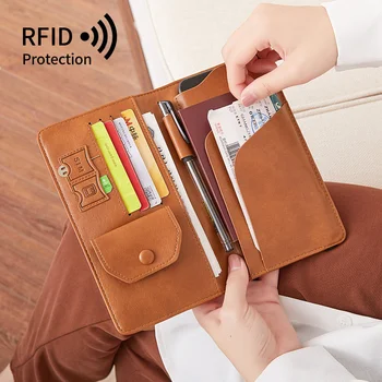 2023 Новая женская Длинная сумка для паспорта RFID Корейской версии Мобильный кошелек большой емкости Многофункциональный Дорожный клатч