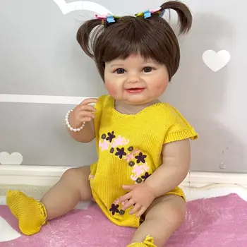 22-дюймовая силиконовая Кукла Bebe Reborn для Всего тела, Размер Новорожденного Ребенка, кукла Для Девочек, 3D Кожа, Высококачественный Подарок
