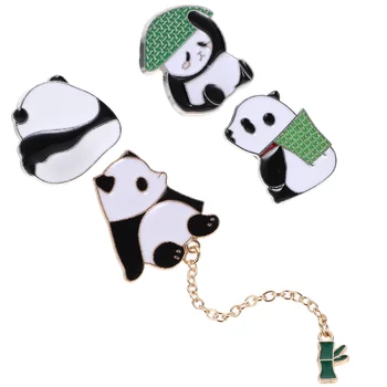 4 Шт Милая брошь-булавка для рюкзака Эстетическая одежда Очаровательная Панда из цинкового сплава для рюкзаков с животными