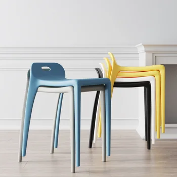 4 шт., Современные стулья для кухни, обеденные стулья с пластиковым утолщением, креативные цветные барные стулья, стул для маникюра в суперпозиции