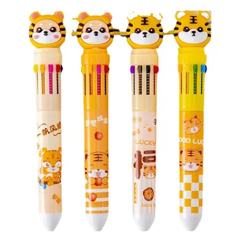4 шт./упак. 10-цветная шариковая ручка cute cute tiger из мультфильма