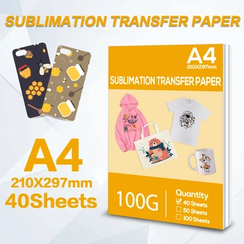 40 Листов сублимационной теплопередающей бумаги формата А4 210 * 297 мм для струйного принтера, бумага для переноса ткани для одежды 