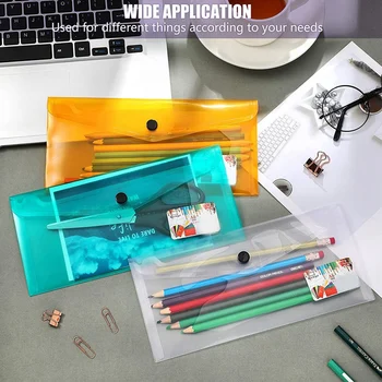 48шт пластиковых конвертов с наклейками-этикетками Школьные офисные принадлежности для хранения Пластиковый чехол для карандашей для файлов формата A6