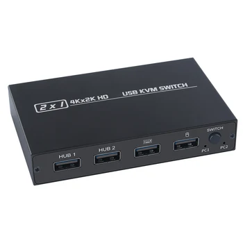 4KX2K KVM-переключатель-Разветвитель 2-Портовый HDTV USB Plug And Play Hot для общего монитора Клавиатуры И Мыши Адаптивный HDCP-принтер