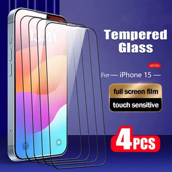 4шт 9D для iPhone 15 Ultra 14 plus 13 12 11 mini pro X XR XS max защитная пленка из закаленного стекла на стекле
