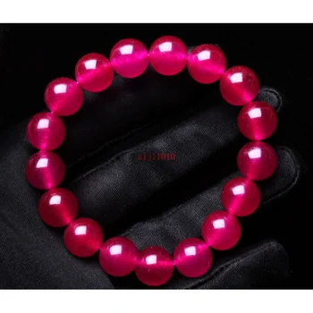 8 мм Высококачественный натуральный розовый рубеллитовый кристалл женский браслет 7.5 
