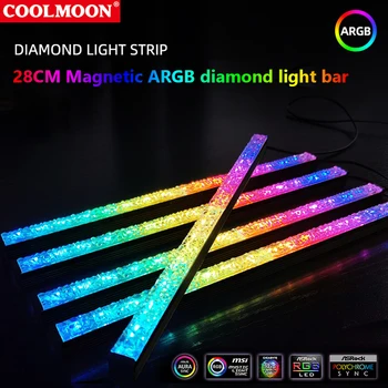 COOLMOON 30 см Алюминиевый сплав RGB PC Case Светодиодная Лента Магнитная Компьютерная Световая панель 5V/3PIN Маленькая 4Pin Материнская плата ARGB Light-Strip