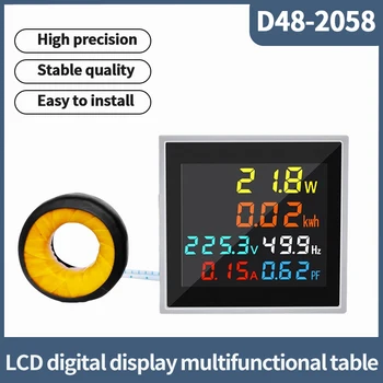 D48-2058 Однофазный бытовой интеллектуальный измеритель переменного напряжения, измеритель мощности тока, Частотомер, Цифровой дисплей, Монитор мощности