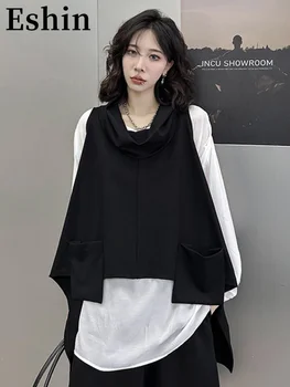 Eshin 2023 Осень Лето Нерегулярный Простой Черный Жилет Женская Корейская Мода Свободный Повседневный Жилет Топ Y2k Одежда TH2232