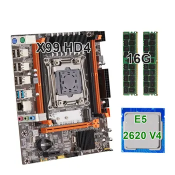 KEYIYOU X99H D4 Комплект материнской платы LGA 2011-3 комплект Xeon E5 2620 V4 CPU + DDR4 2*8 ГБ оперативной памяти usb3.0 NVME/SATA M.2 M-ATX